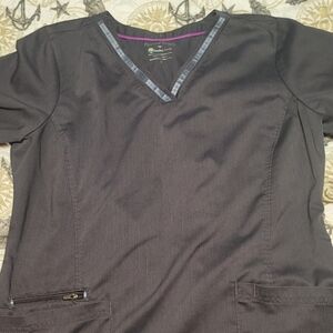 Gray V-Neck Scrub Top & Matching Bottoms By Healing Hands Purple Label